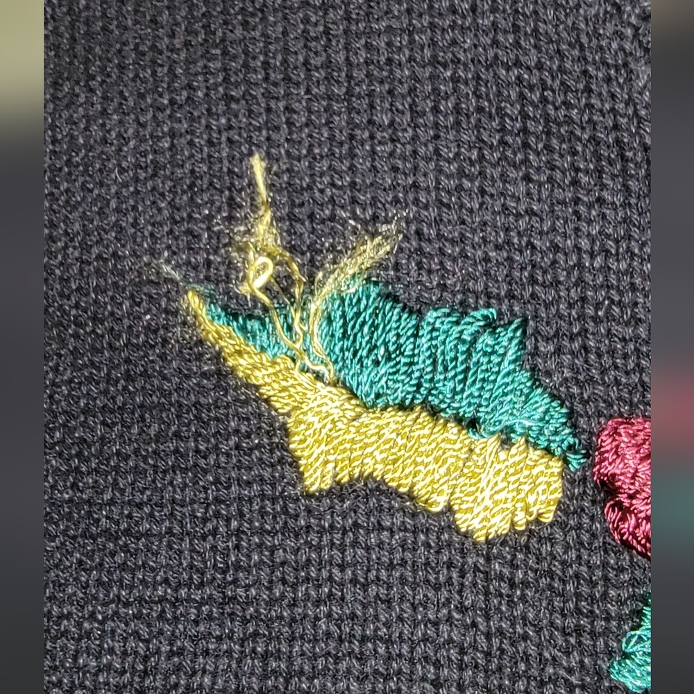 #268 Festive Black Cardigan with Holiday Embroidery,sze. XL - Picture 12 of 16